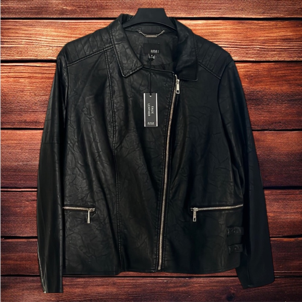 A.N.A. Black Faux Leather Jacket NWT